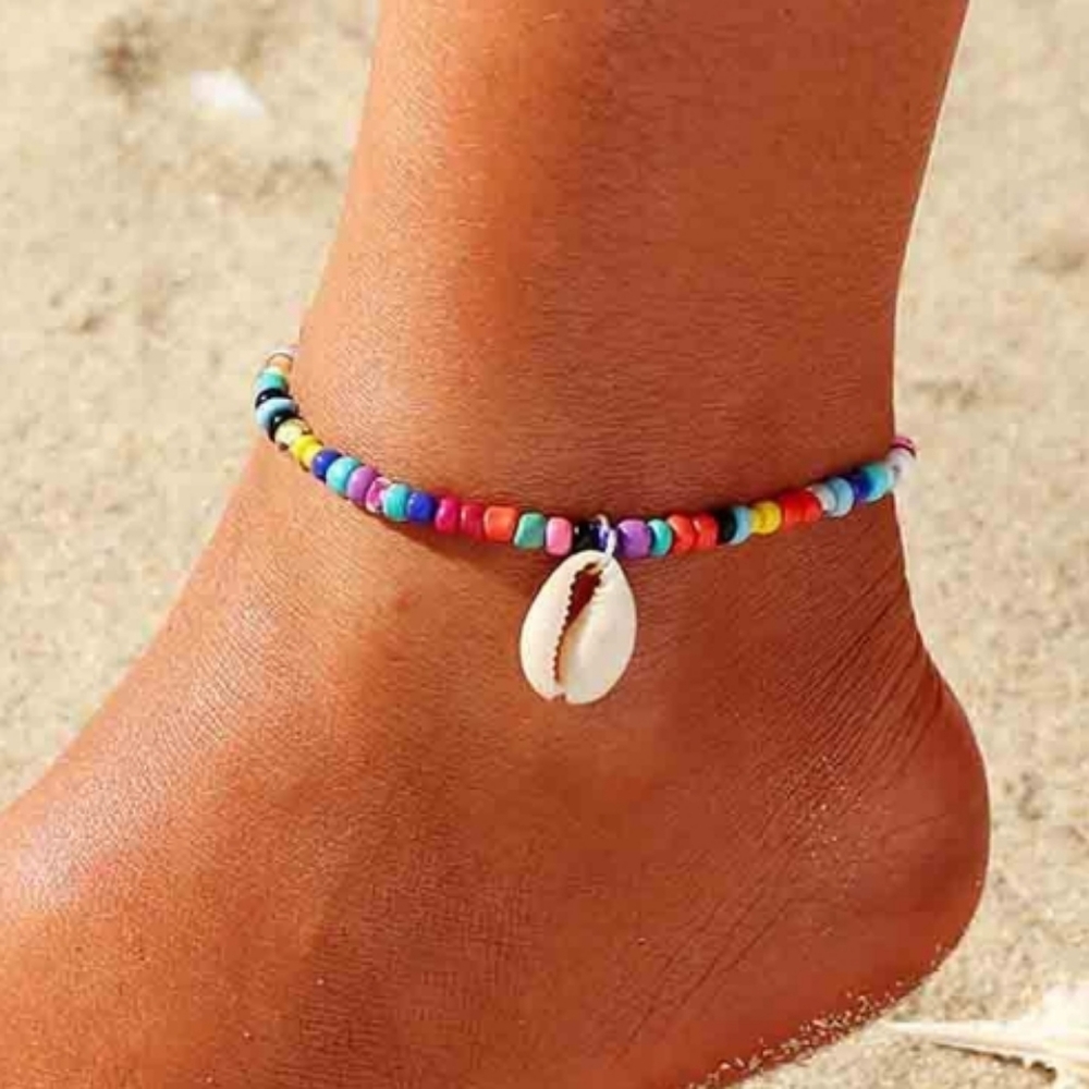 Bali Multicolored Boho Tropical Shell Charm Farm Rio Anklet Foot Bracelet